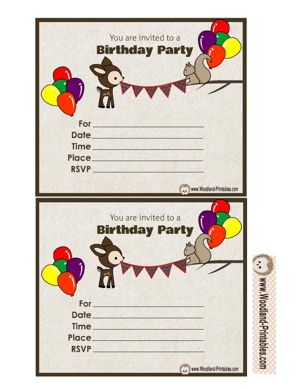 Free Printable Woodland Birthday Party Invitations