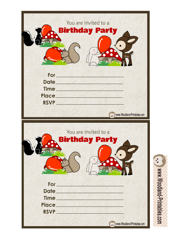 Free Printable Woodland Birthday Invitations