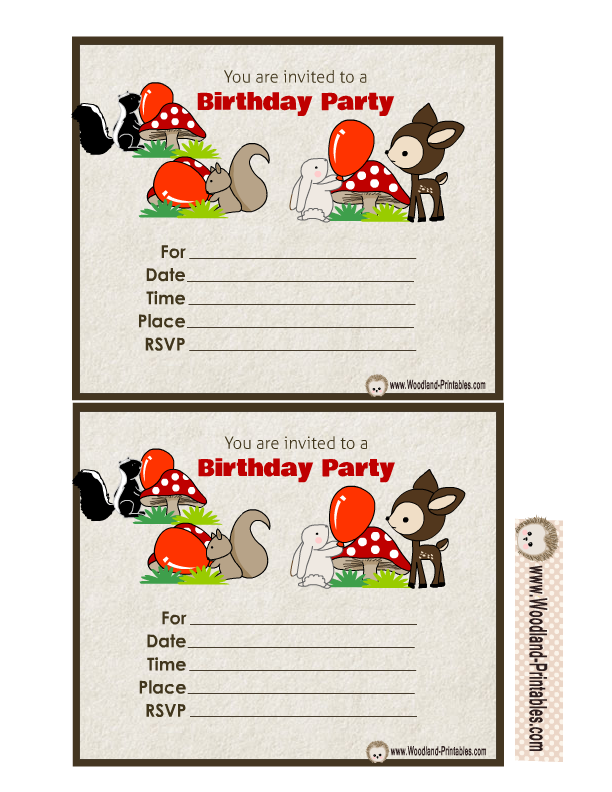 Free Printable Woodland Birthday Party Invitations