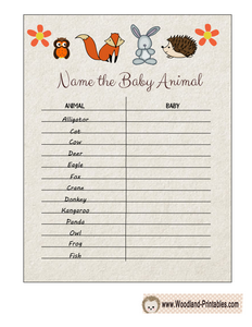 Free Printable Guess the Baby Animal's Name Game