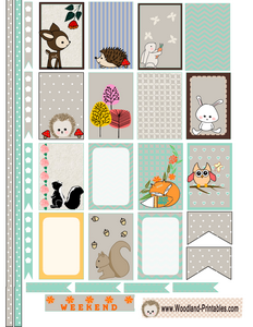 Free Printable Woodland Animals Stickers for Happy Planner