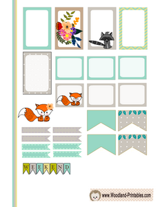 Free Printable Woodland Animals Stickers for Happy Planner 1
