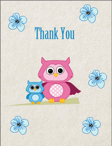 Cute Owl Thank You Card for Boy Baby Shower