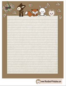 Free Printable Cute Woodland Animals Writing Paper