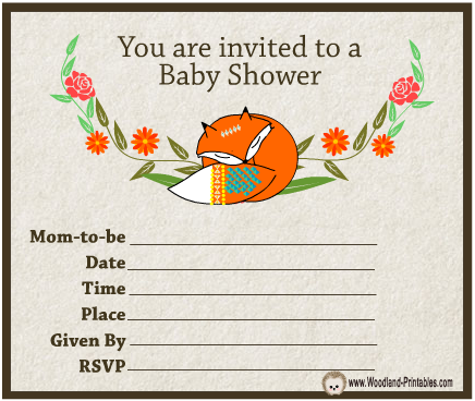 printable woodland baby shower invitations