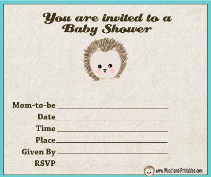 Free Printable Woodland Forest themed Boy Baby Shower Party Invitations