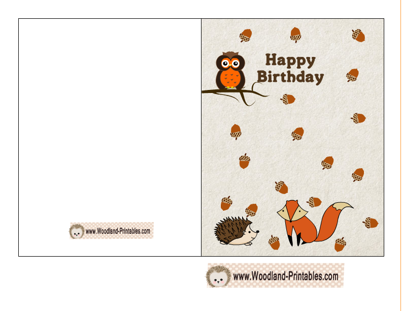 Free Printable Woodland Birthday Cards