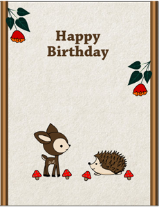 Free Printable Birthday Card featuring Hedgehog and Deer