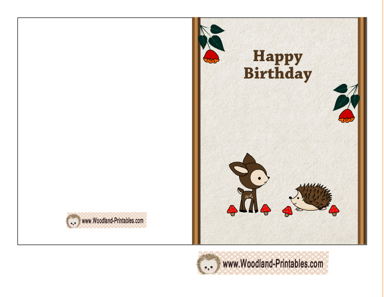 free printable woodland birthday cards