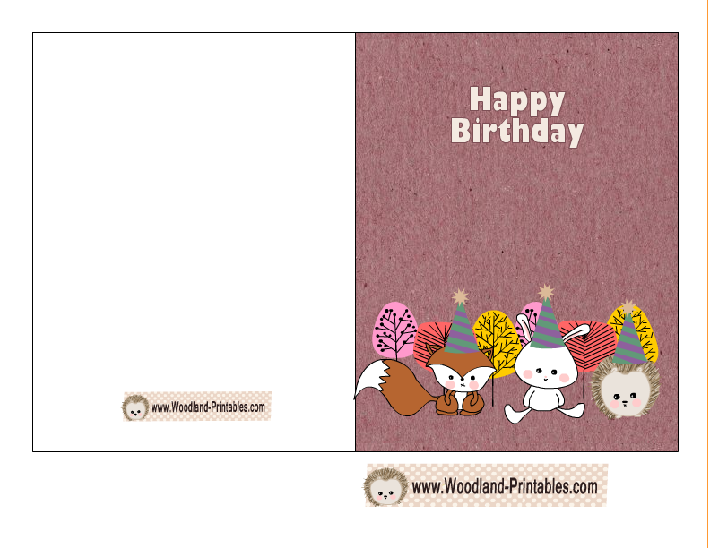 Free Printable Woodland Birthday Cards