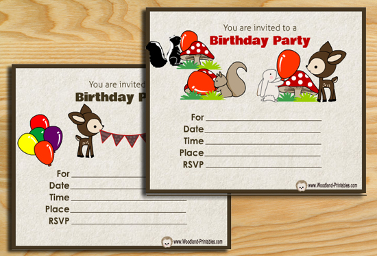 Free Printable Woodland Birthday Party Invitations