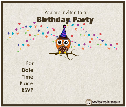 Woodland Birthday Party Invitation featuring Cute Owl
