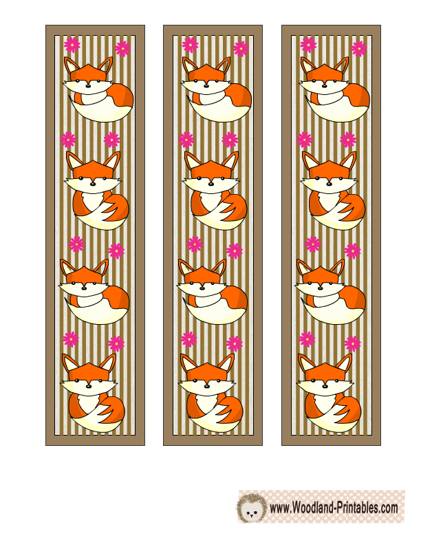 bookmarks woodland printable animals printables forest bookmark fox