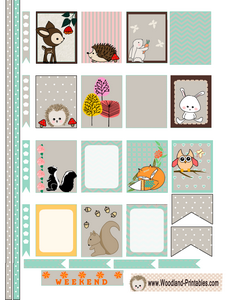 Free Printable Woodland Animals Stickers for Erin Condren Life Planner
