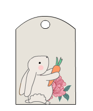 Cute Tags with Rabbit and Flowers