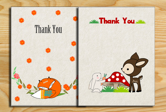 Free Printable Woodland Baby Shower Thank You Cards
