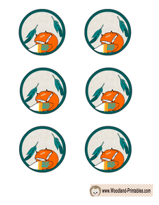 Free Printable Round Labels featuring Fox